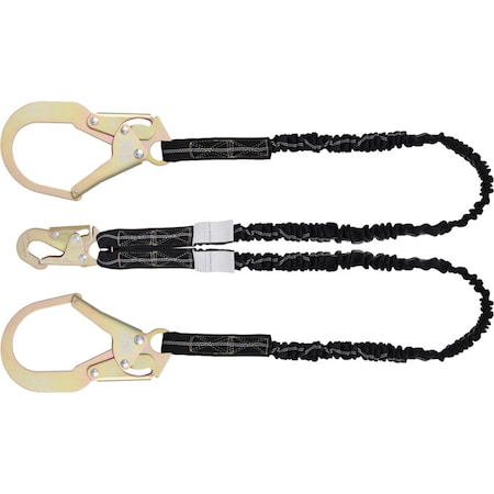 Safe Keeper Welder's Shock Absorbing Twin Leg Lanyard With Two Rebar Hooks FAP30299(WL)
